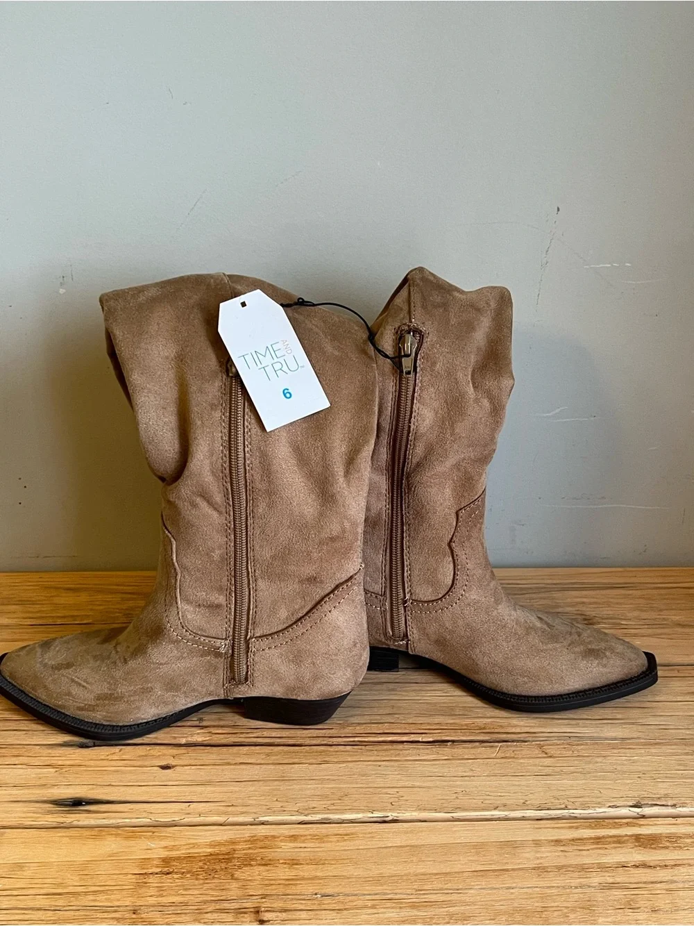 Time and Tru Women’s Tall Faux Suede Knee-High Boots - Tan Size 6